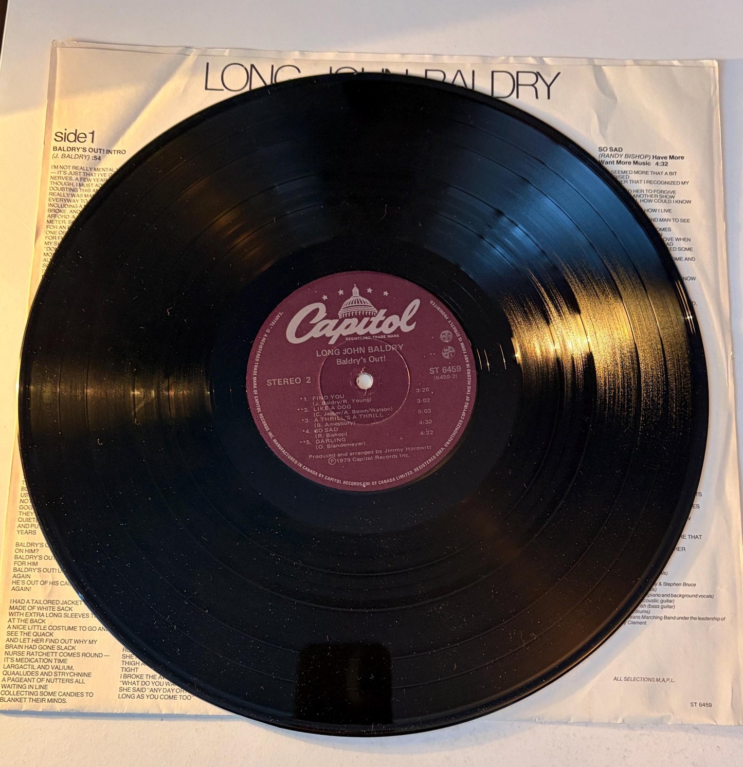 Long John Baldry - Baldry's Out 1979 Vinyl Record