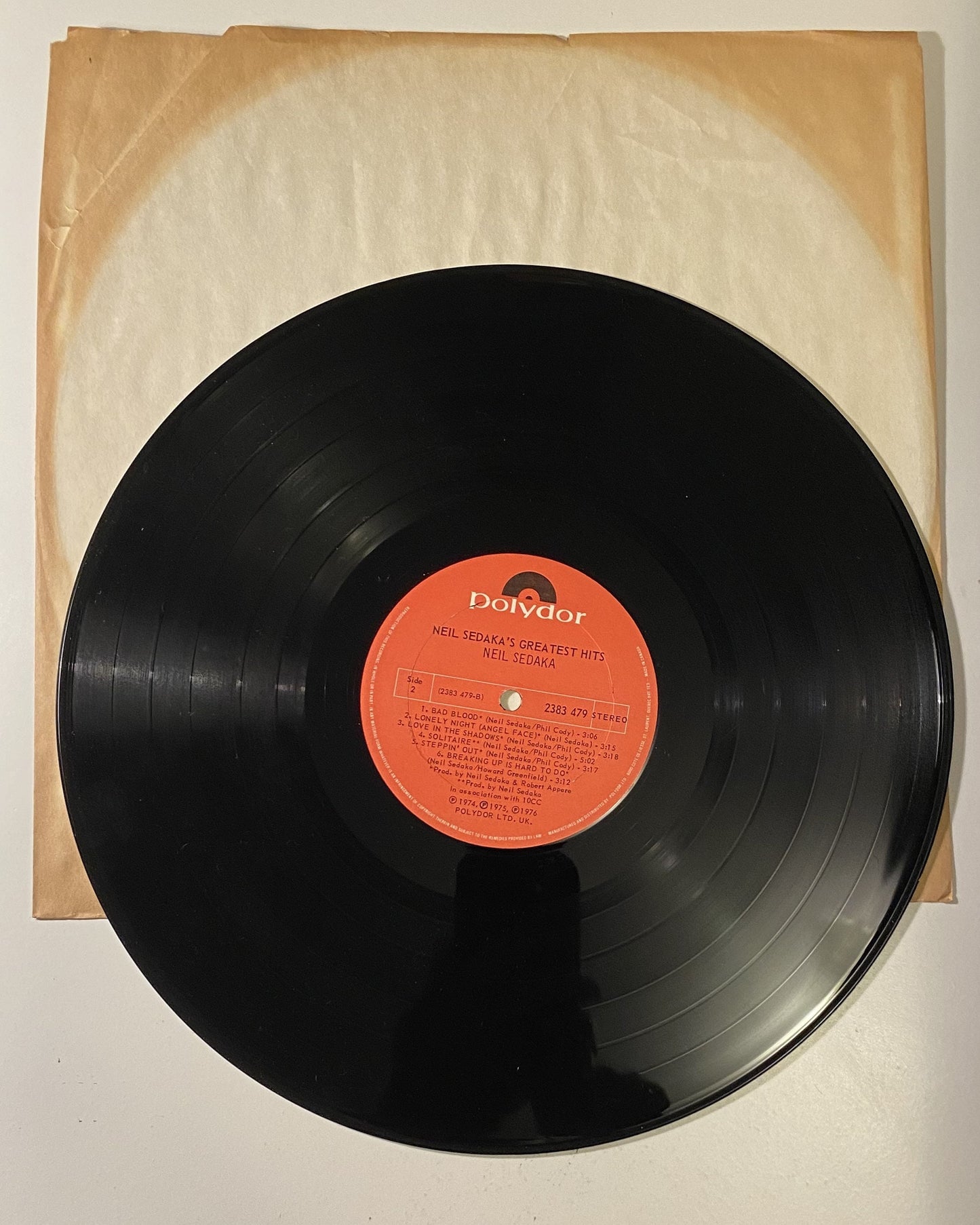 Neil Sedaka's Greatest Hits - 1976 Vinyl LP