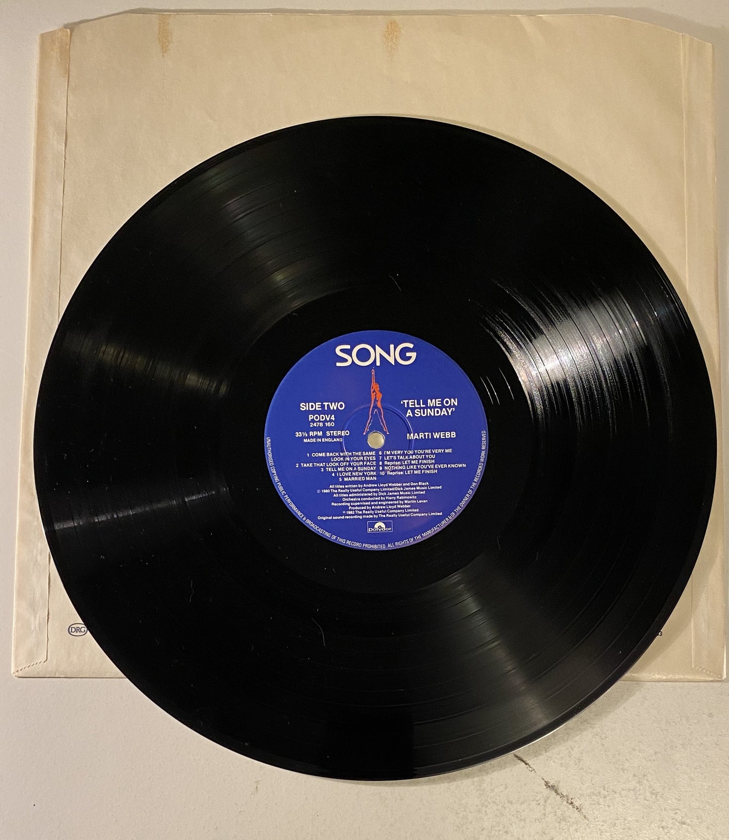 Andrew Lloyd Webber's Song & Dance Original Cast Recording 1982 Vinyl LP