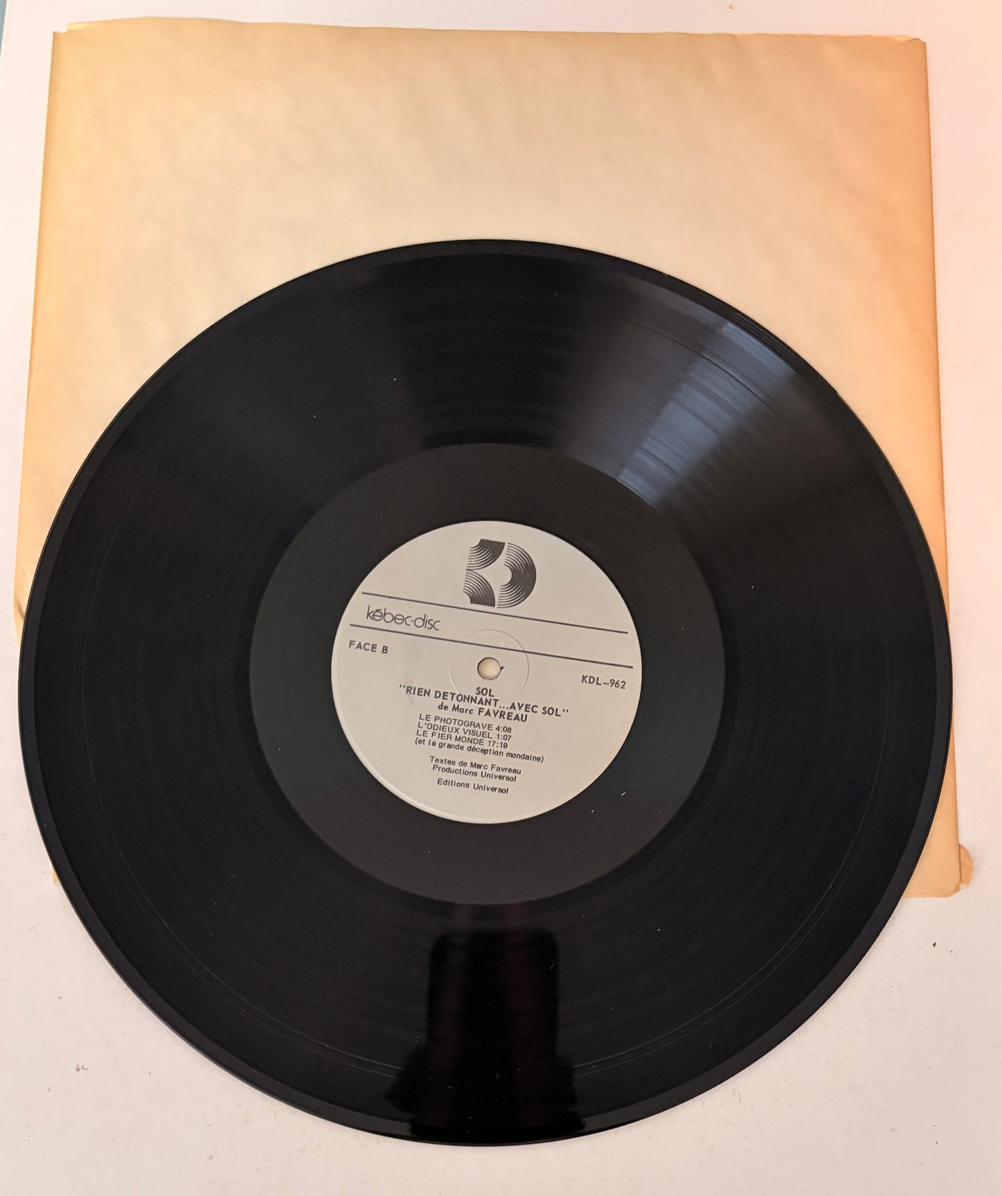 Sol Rien Détonnant Marc Favreau Quebec Clown 1978 Vinyl LP