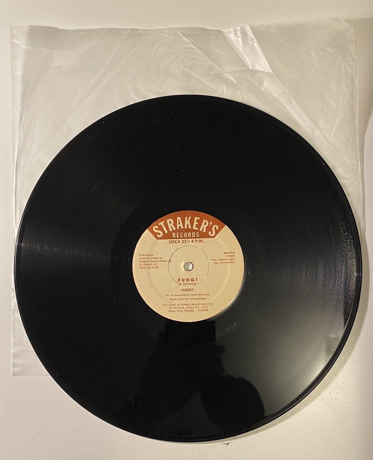 Straker's Funny Fungi/Sweet Fungi Soca Vinyl Record 1982
