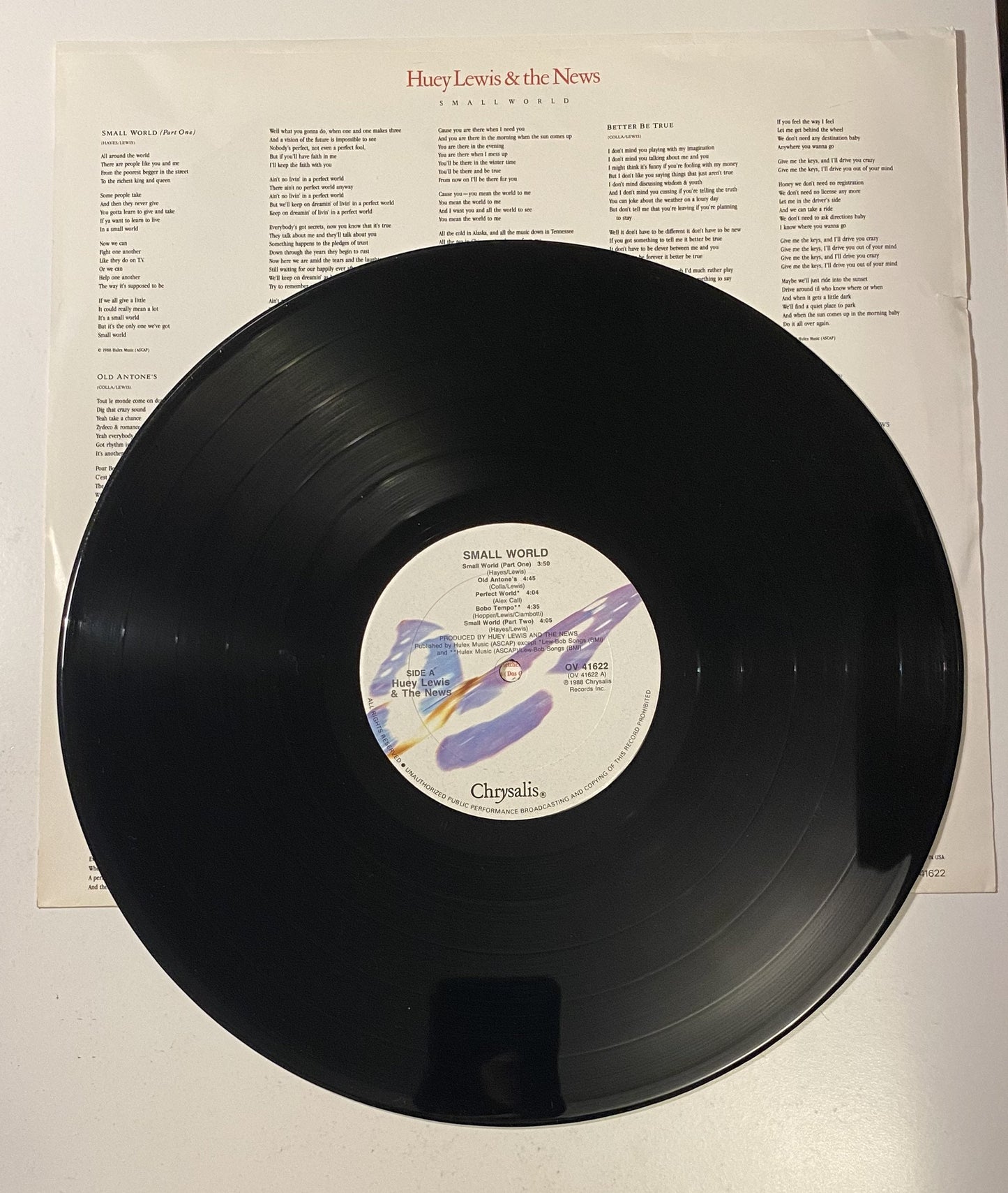 Huey Lewis & the News - Small World 1988 Vinyl LP