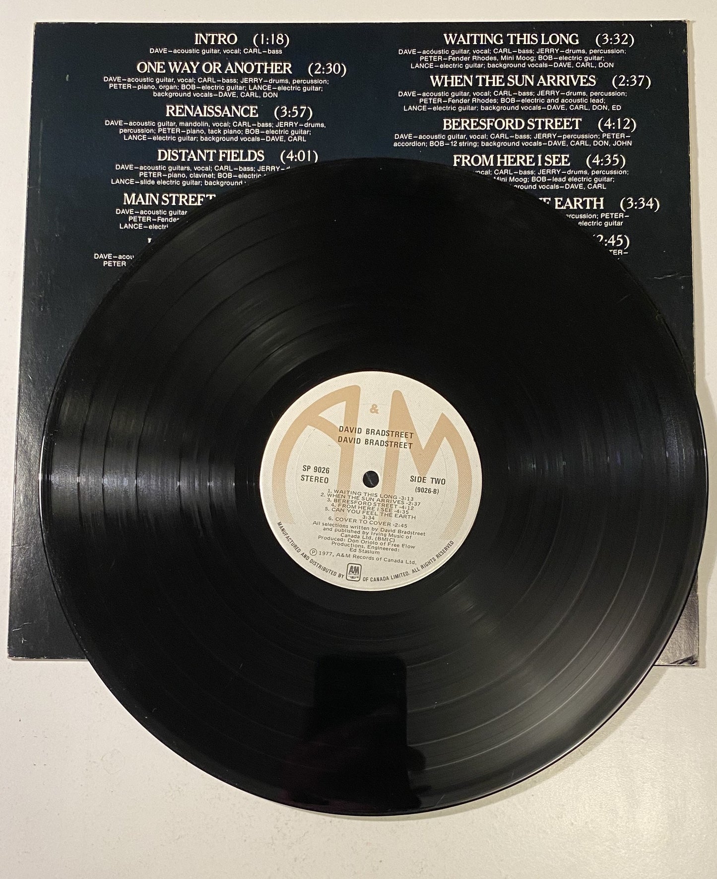 David Bradstreet - 'David Bradstreet' 1977 Vinyl LP Record
