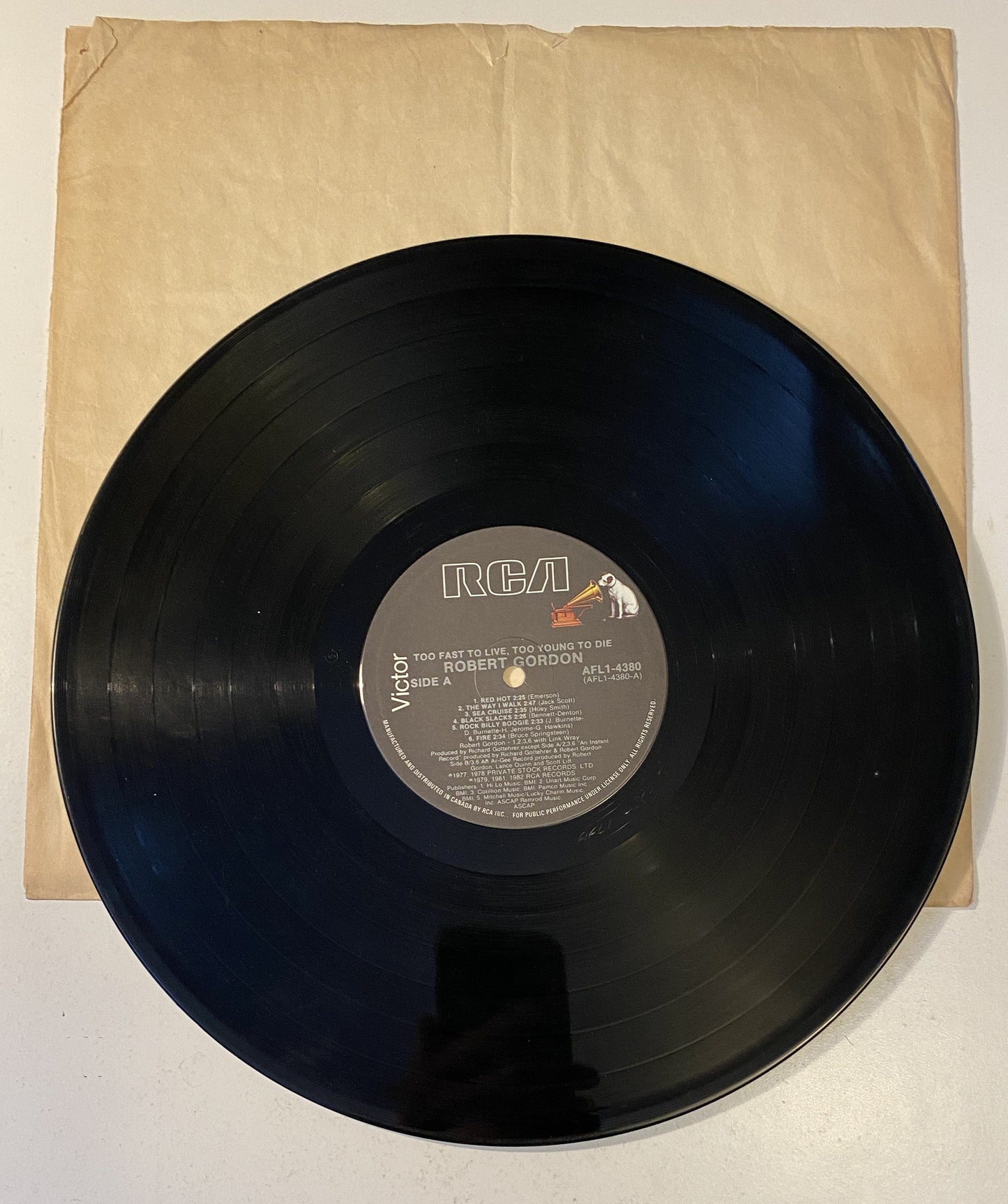 Robert Gordon - Too Fast to Live, Too Young to Die - 1982 Vinyl LP Record