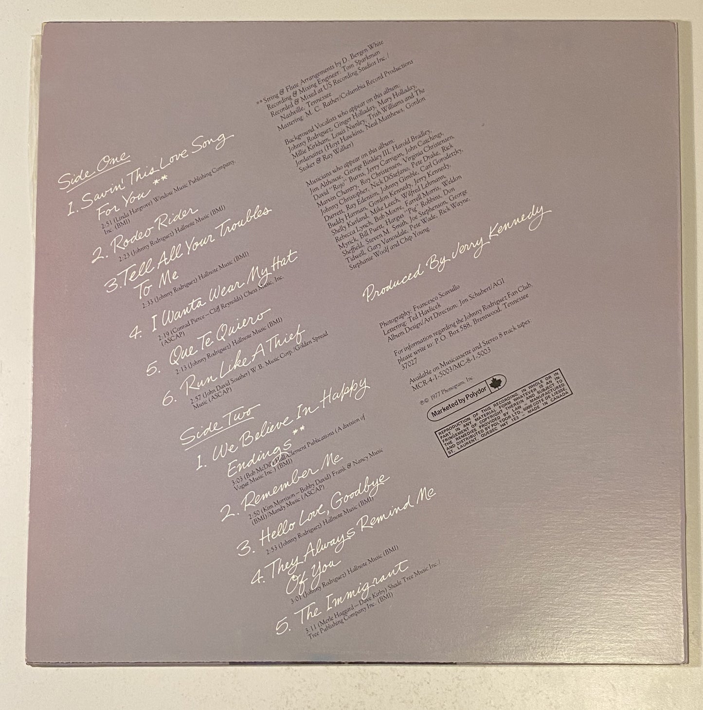 Johnny Rodriguez - Just For You - 1977 Vinyl LP