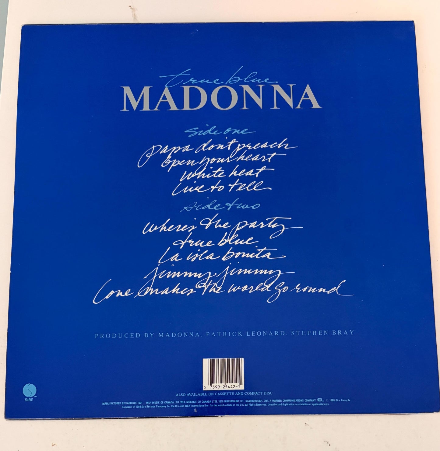 Madonna - True Blue 1986 Vinyl Record