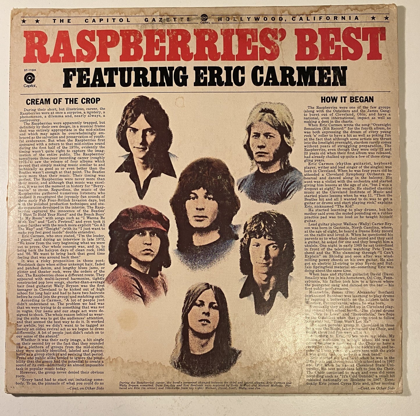 Raspberries – Raspberries' Best - Featuring Eric Carmen 1976 Vinyl LP Record