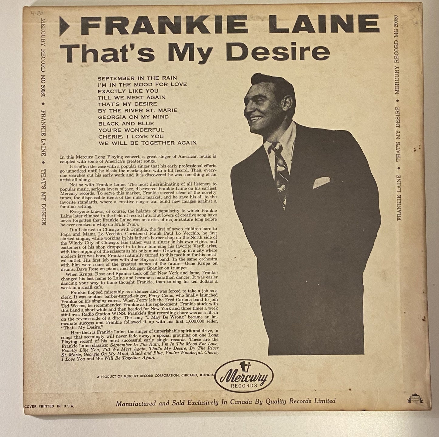 Frankie Laine - That's My Desire 1955 Vinyl LP