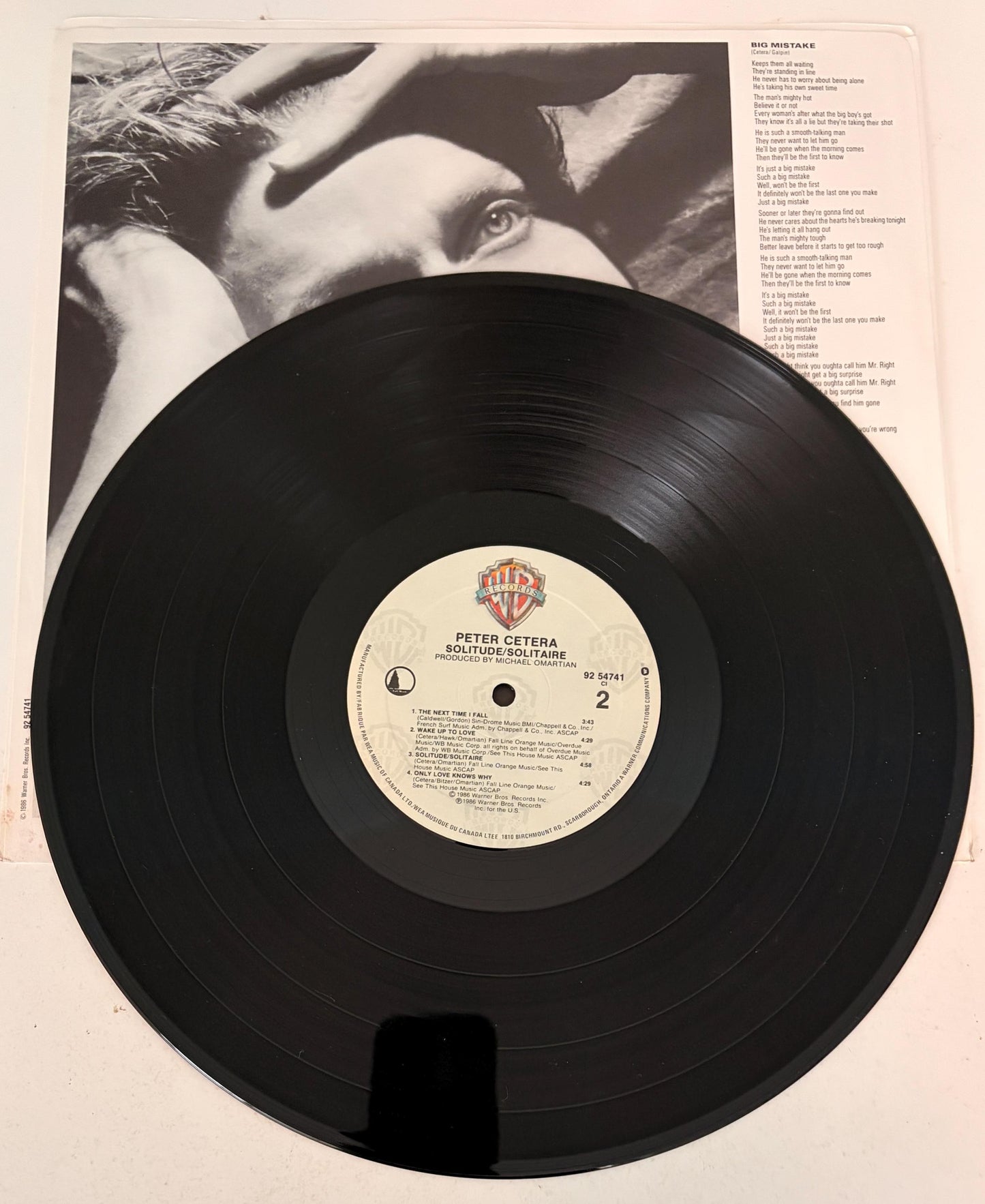 Peter Cetera Solitude Solitaire 1986 Vinyl Record