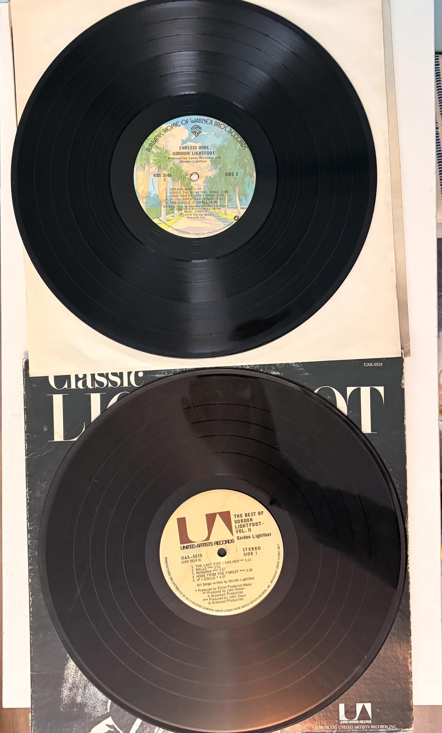Gordon Lightfoot -2 Vinyl Records - Endless Wire & Classic Lightfoot