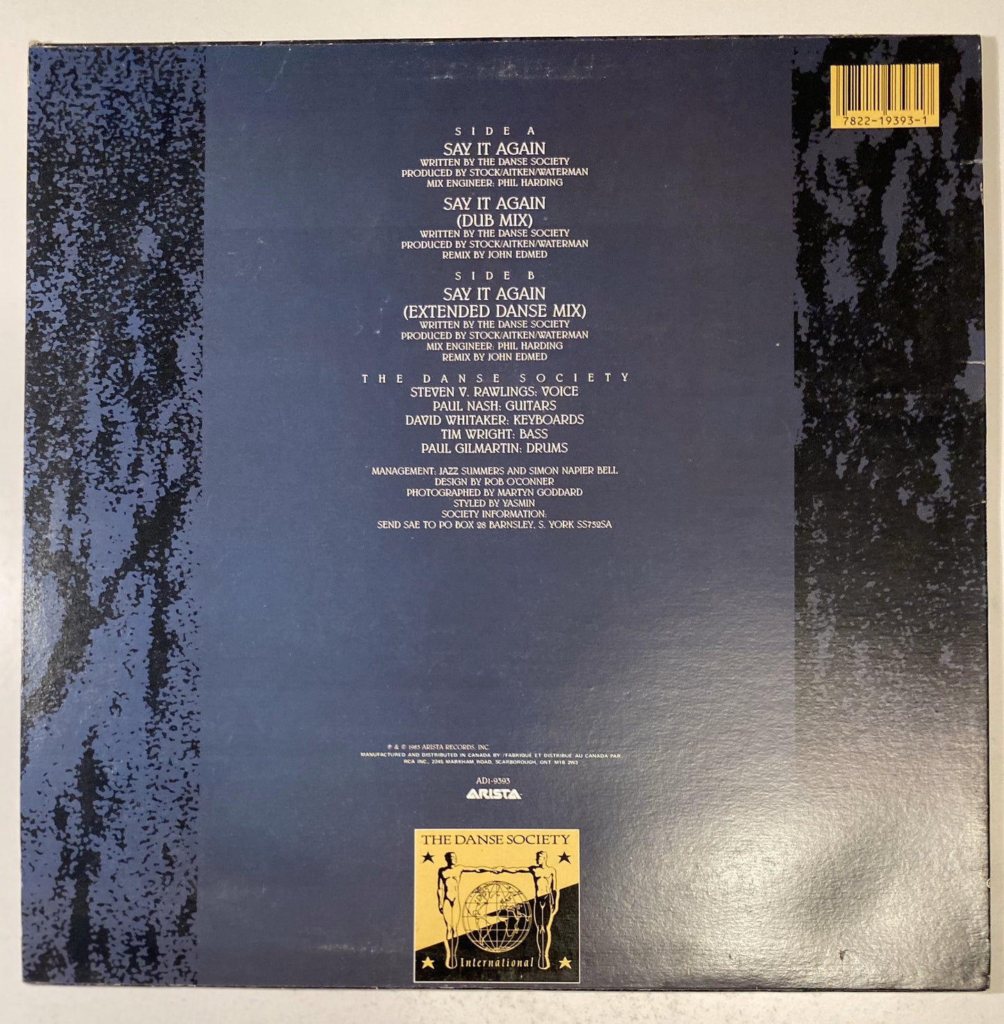 The Danse Society - Say It Again - 1985 Vinyl LP Record