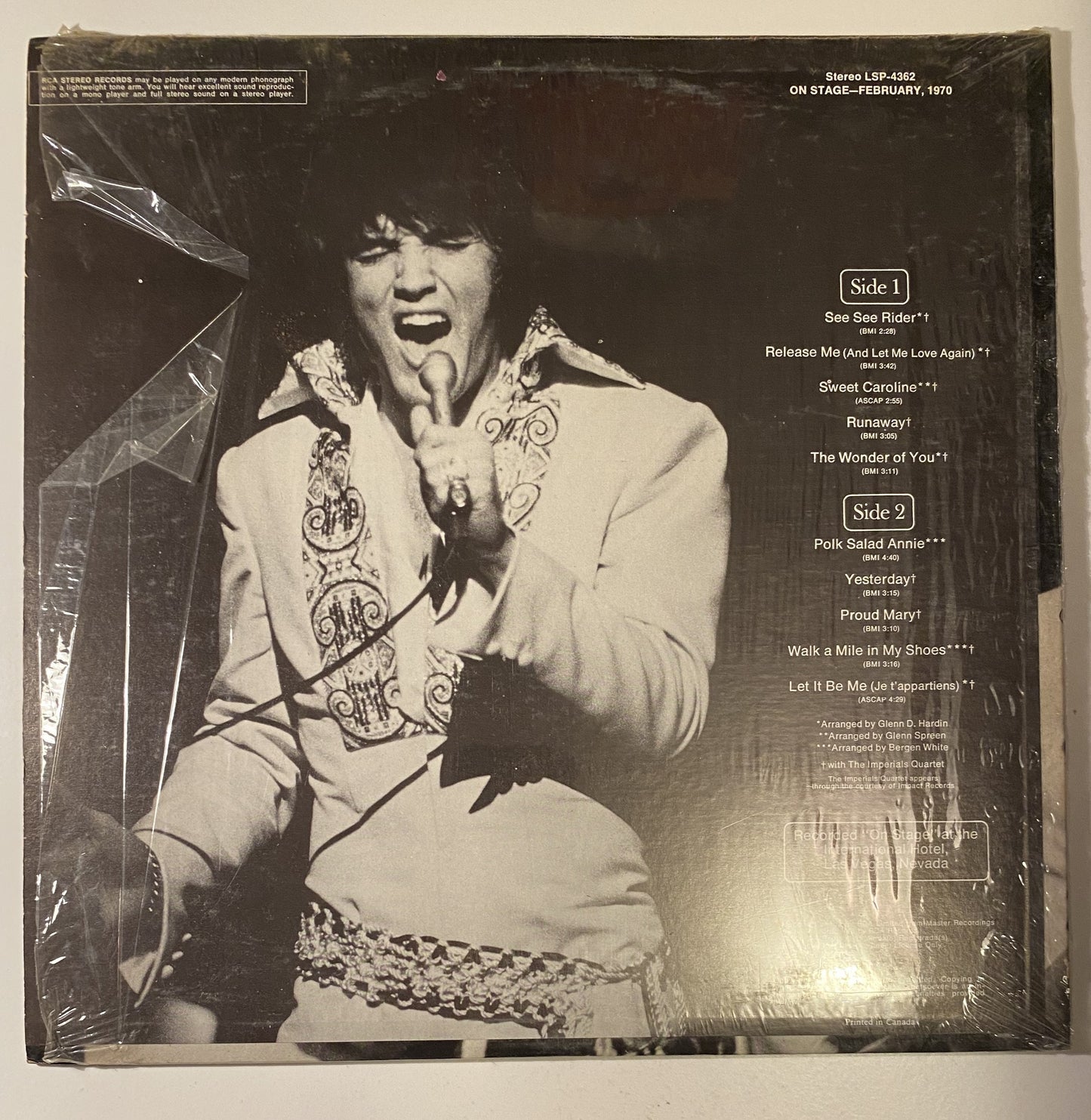 Elvis Presley - Elvis on Stage - 1970 Vinyl LP