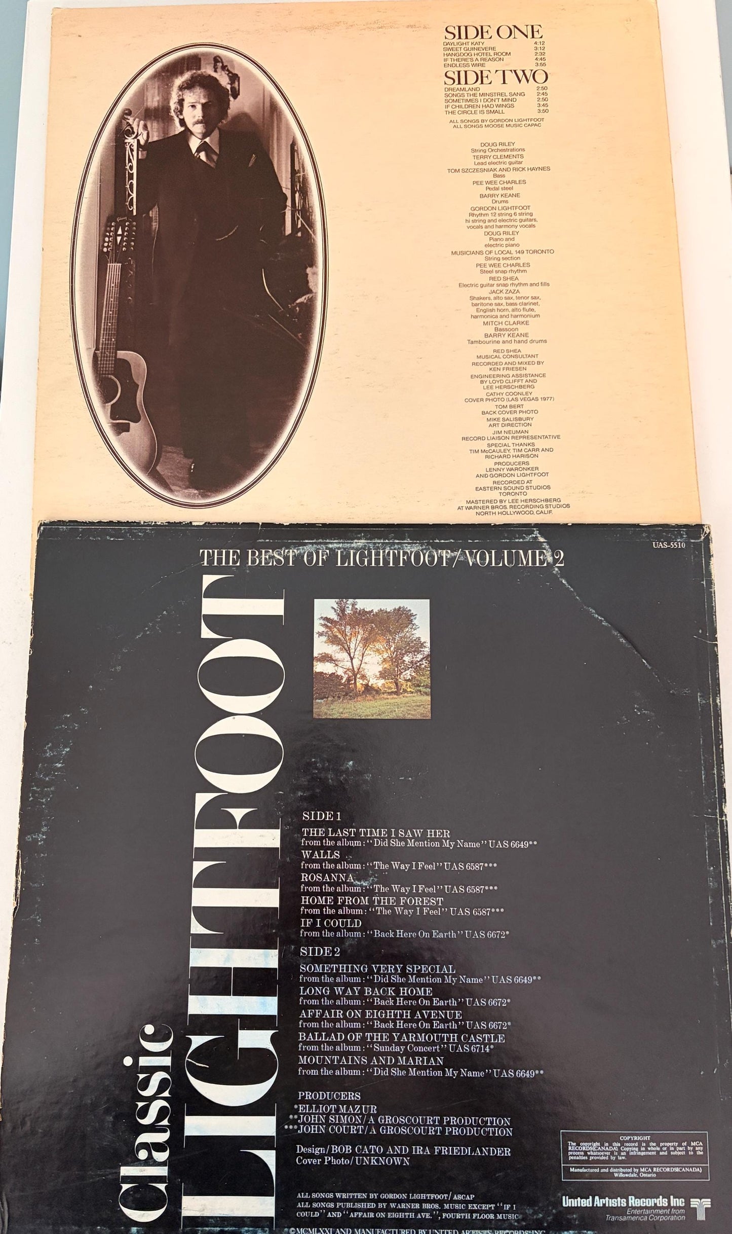 Gordon Lightfoot -2 Vinyl Records - Endless Wire & Classic Lightfoot