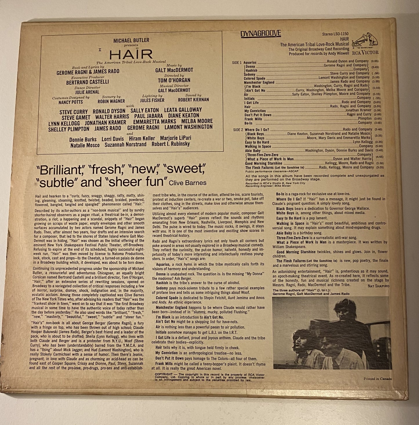 Hair - The American Tribal Love Rock Musical - 1968 Vinyl LP