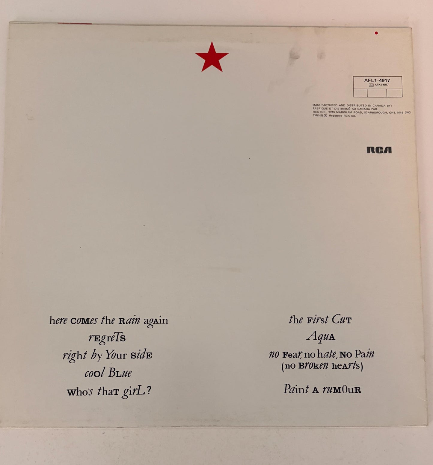 Eurythmics - Touch (Here Comes the Rain Again) 1983 Vinyl Record