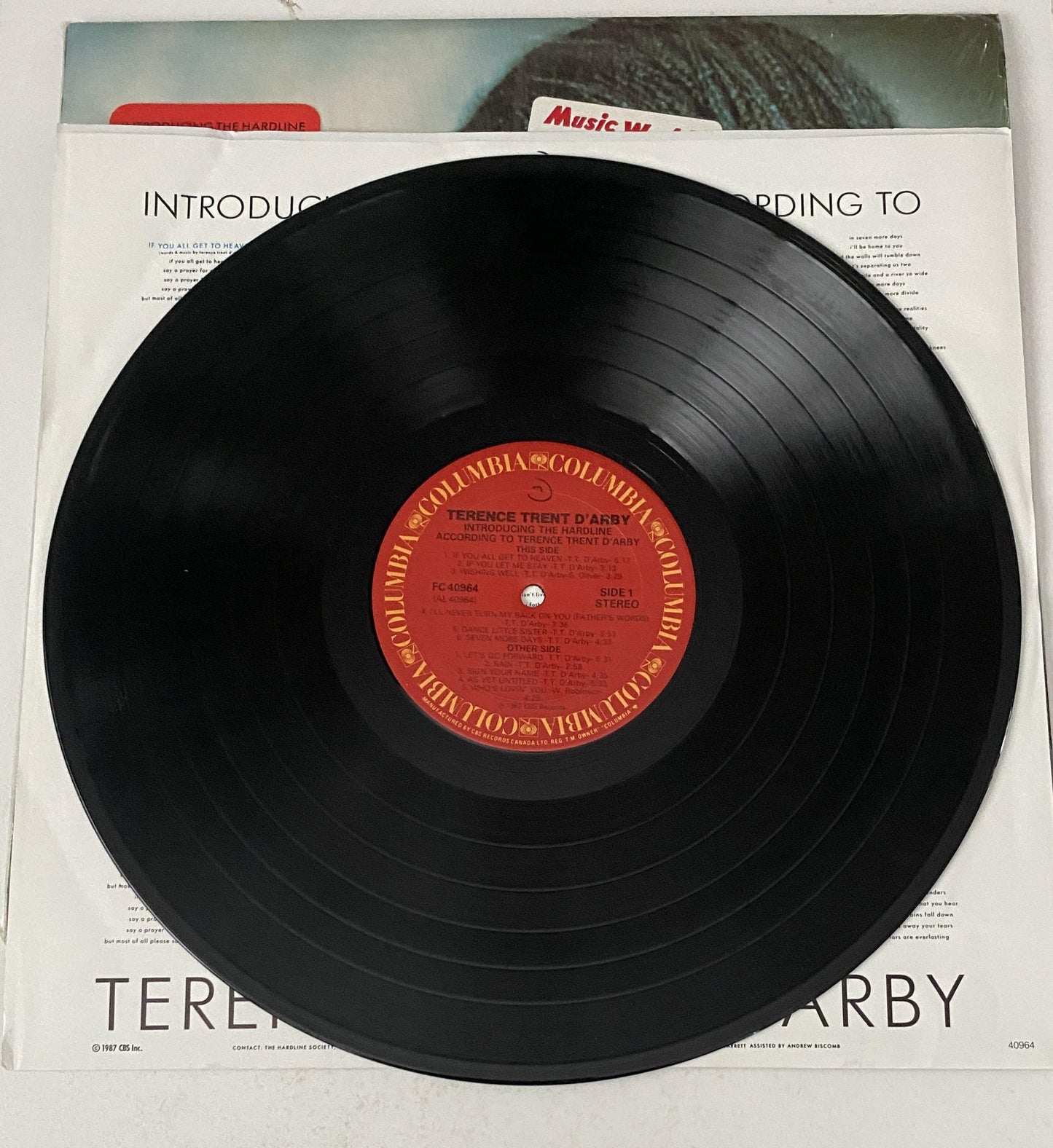 Introducing the Hardline According to Terrence Trent D'Arby 1987 Vinyl LP