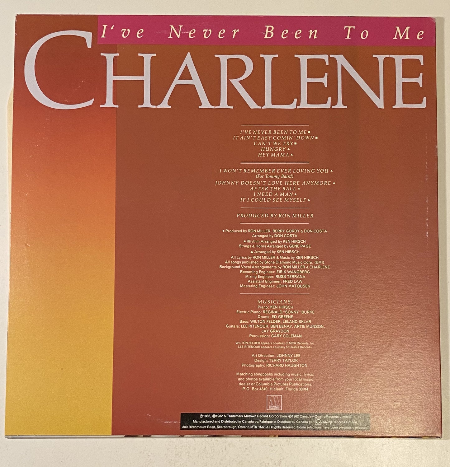 Charlene - I've Never Been to Me - 1982 Vinyl LP