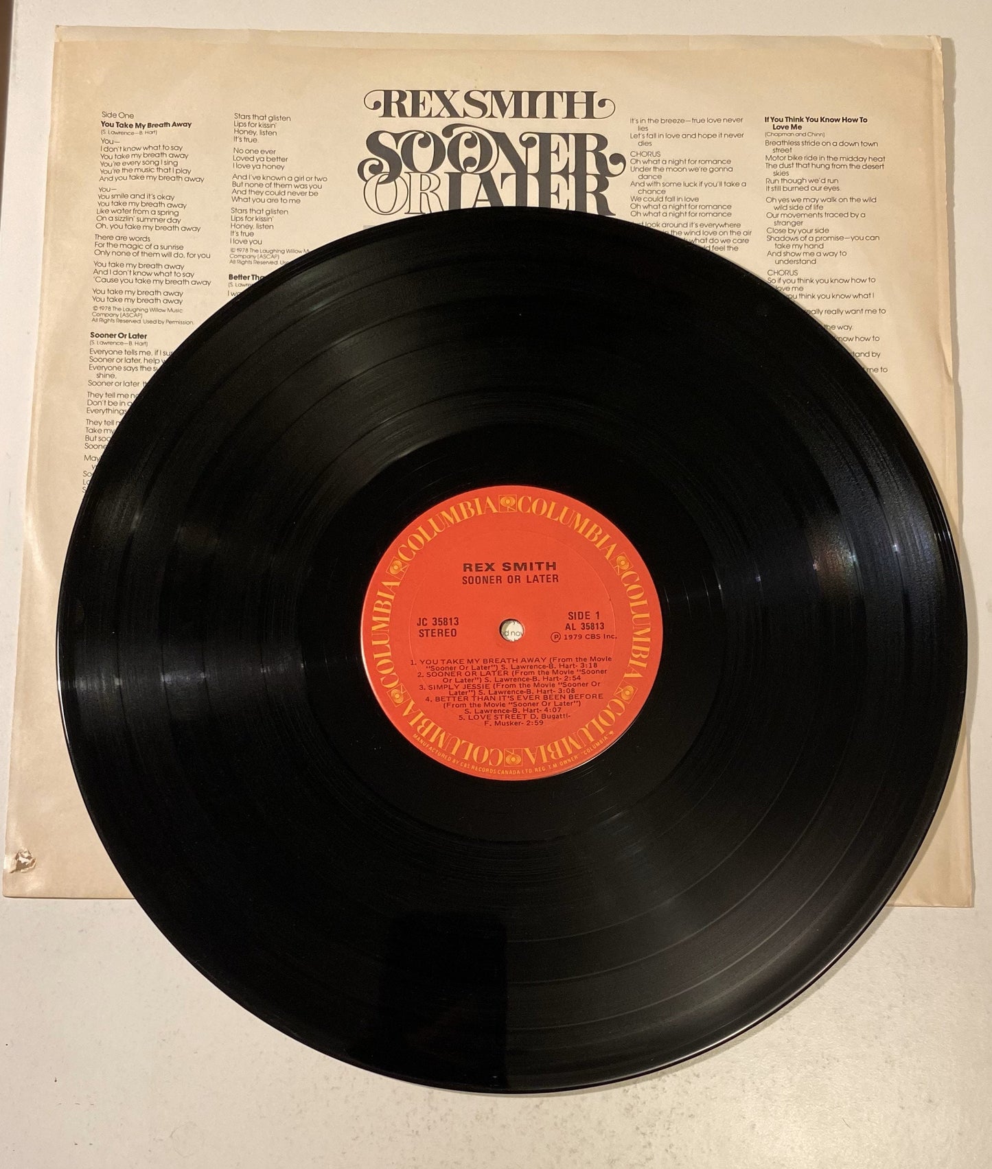 Rex Smith - Sooner or Later 1979 Vinyl LP Record