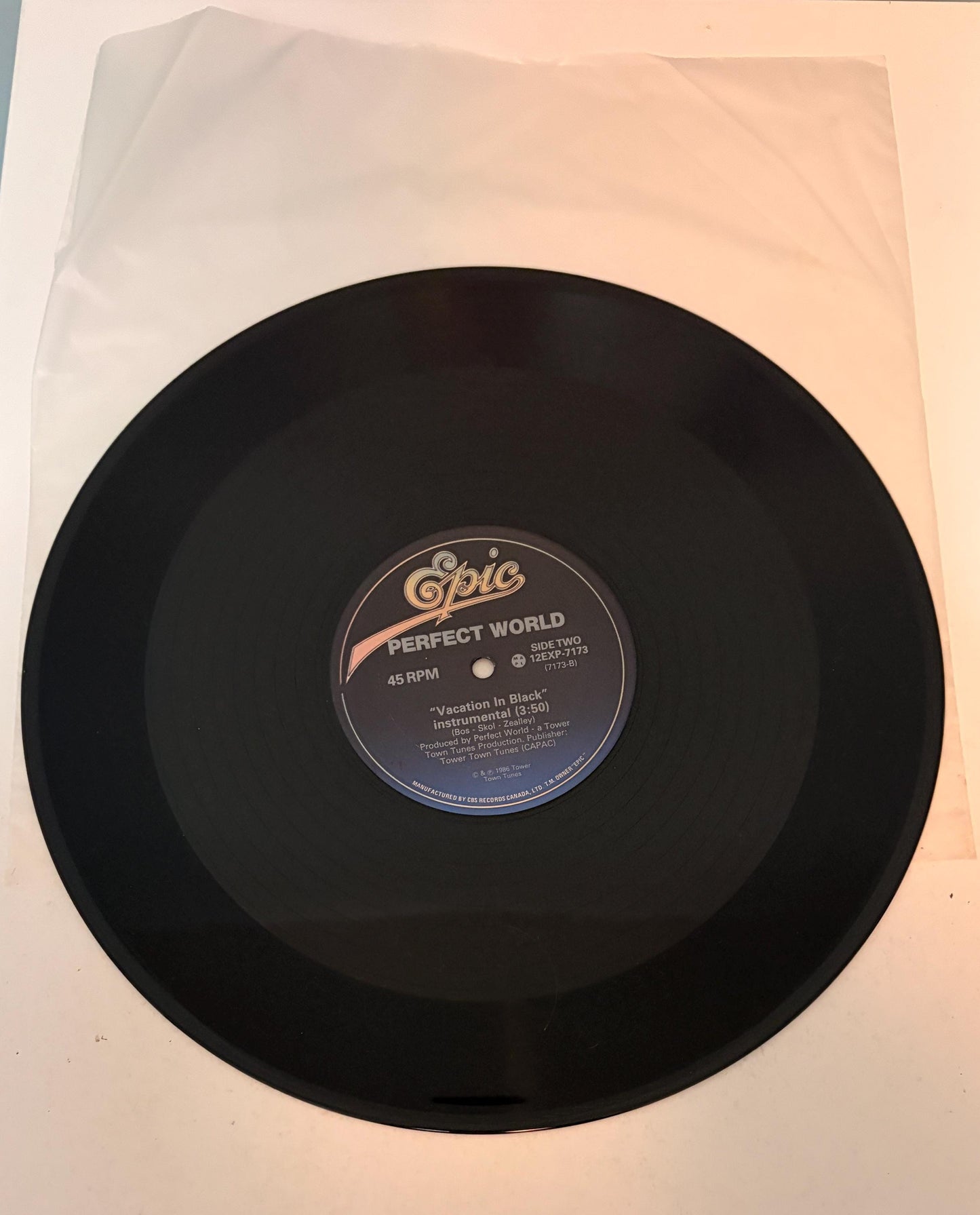 Perfect World - Vacation in Black 1986 Vinyl Record