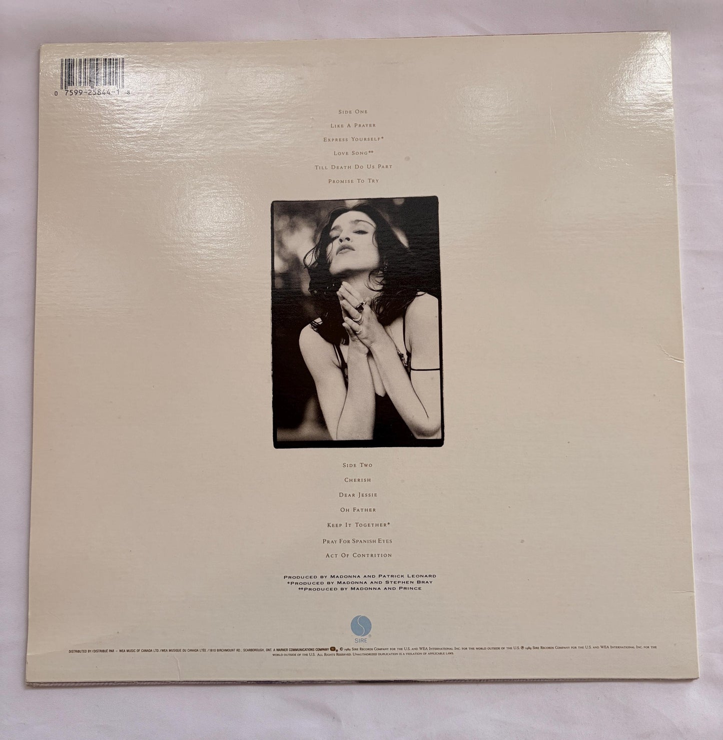 Madonna - Like A Prayer 1989 Vinyl Record