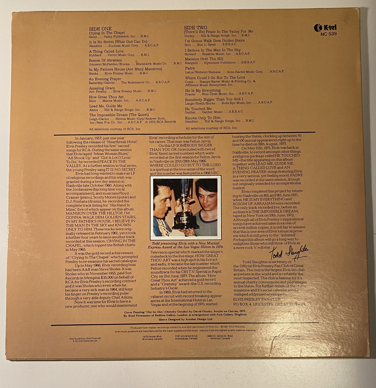 Elvis Presley - Inspirations - 1981 Vinyl LP