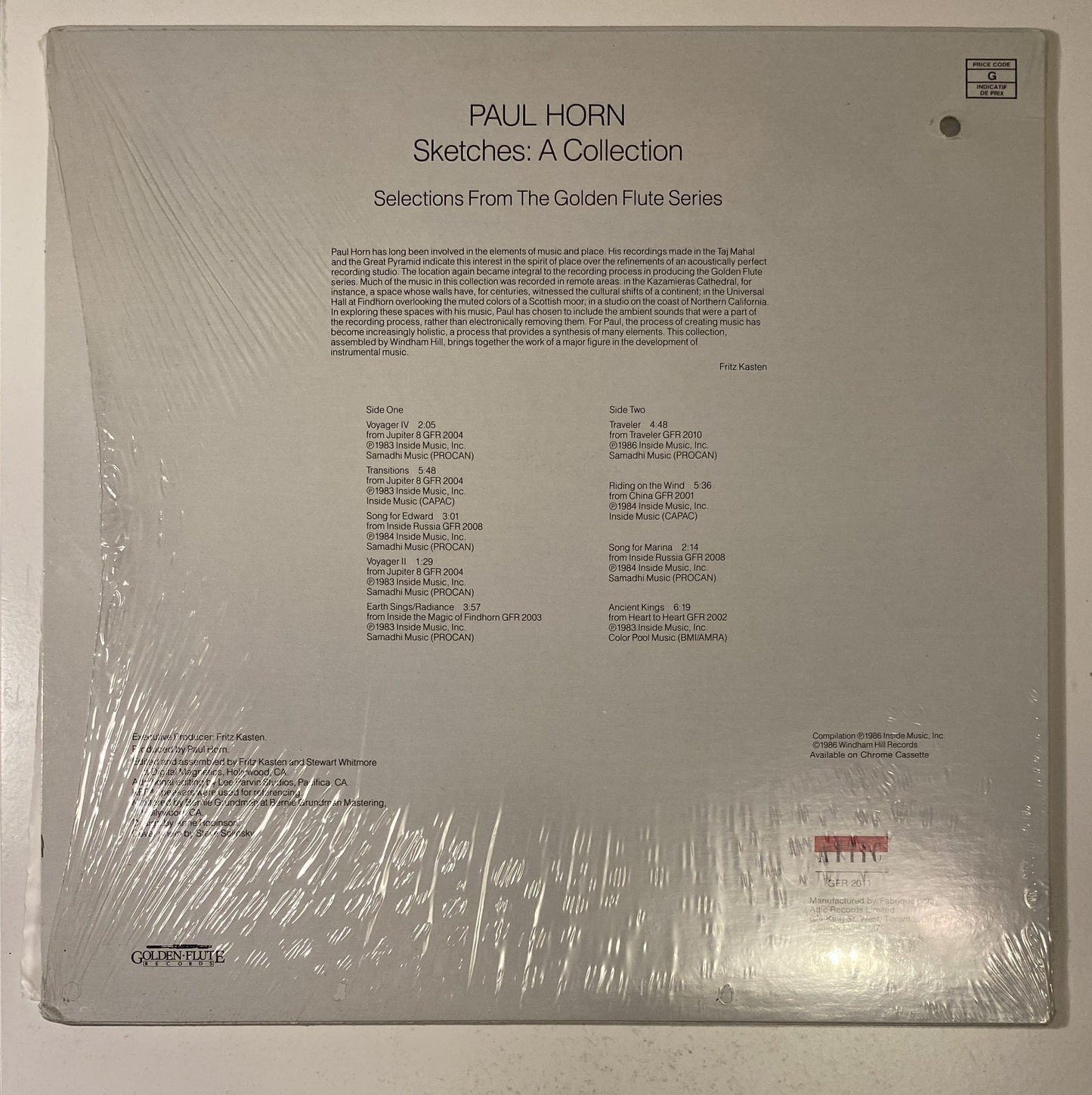 Paul Horn - Sketches: A Collection - 1986 Vinyl LP