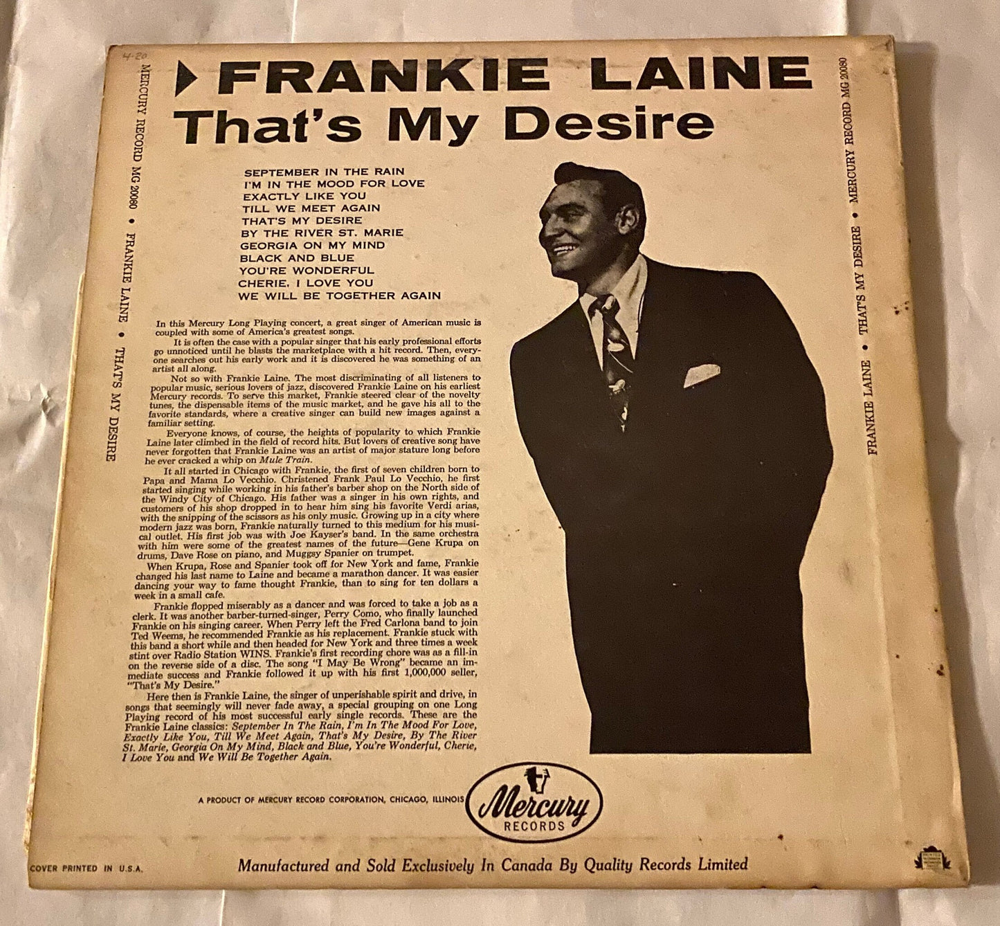 Frankie Laine - That's My Desire Vintage Vinyl 1955