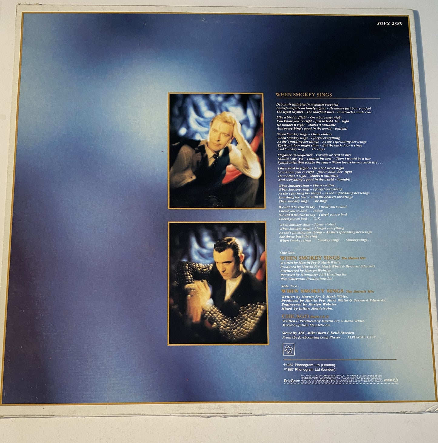 ABC - When Smokey Sings 1987 Vinyl