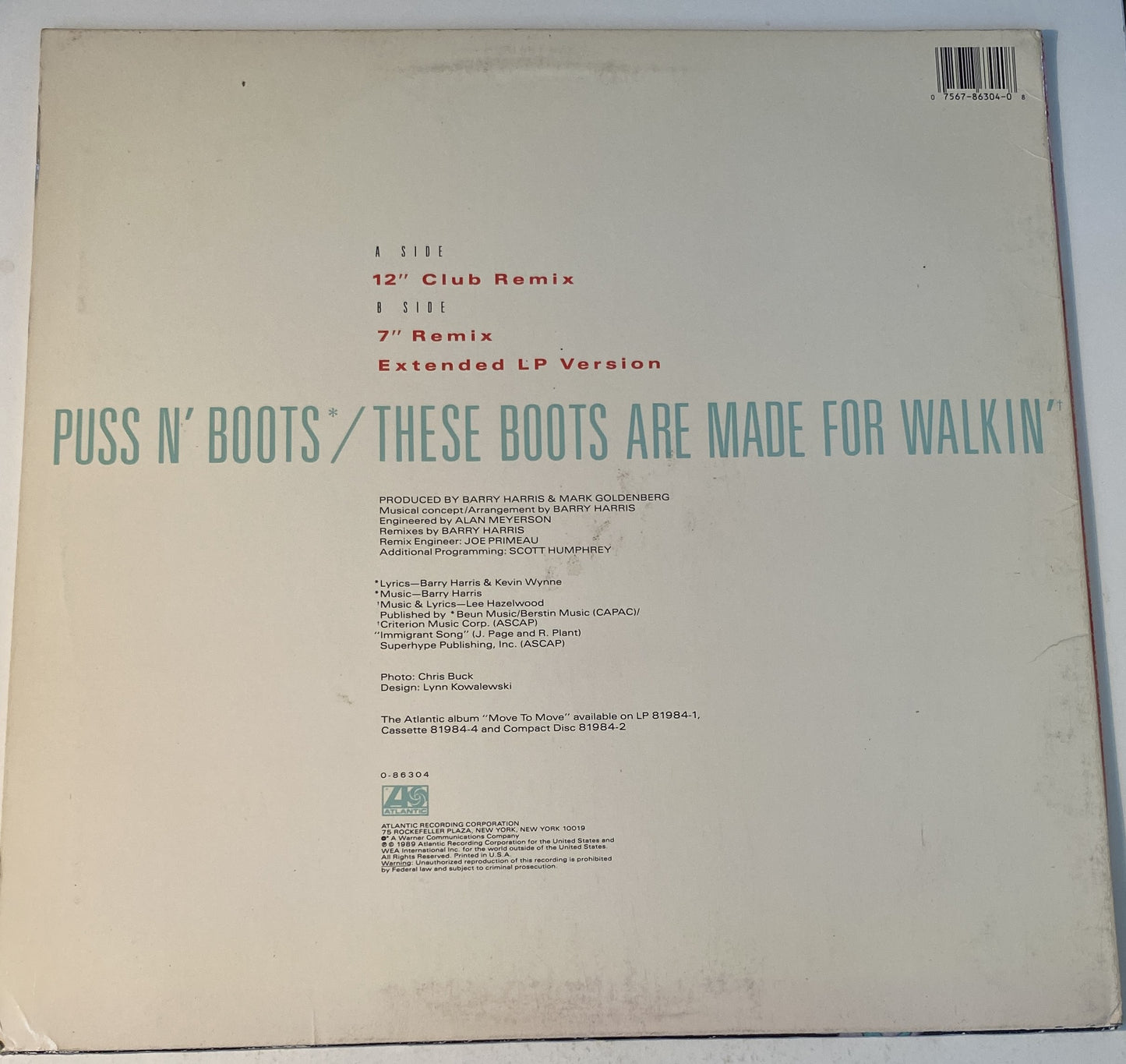 Kon Kan Puss N' Boots / These Boots Are Made For Walking (12" Single) Vinyl