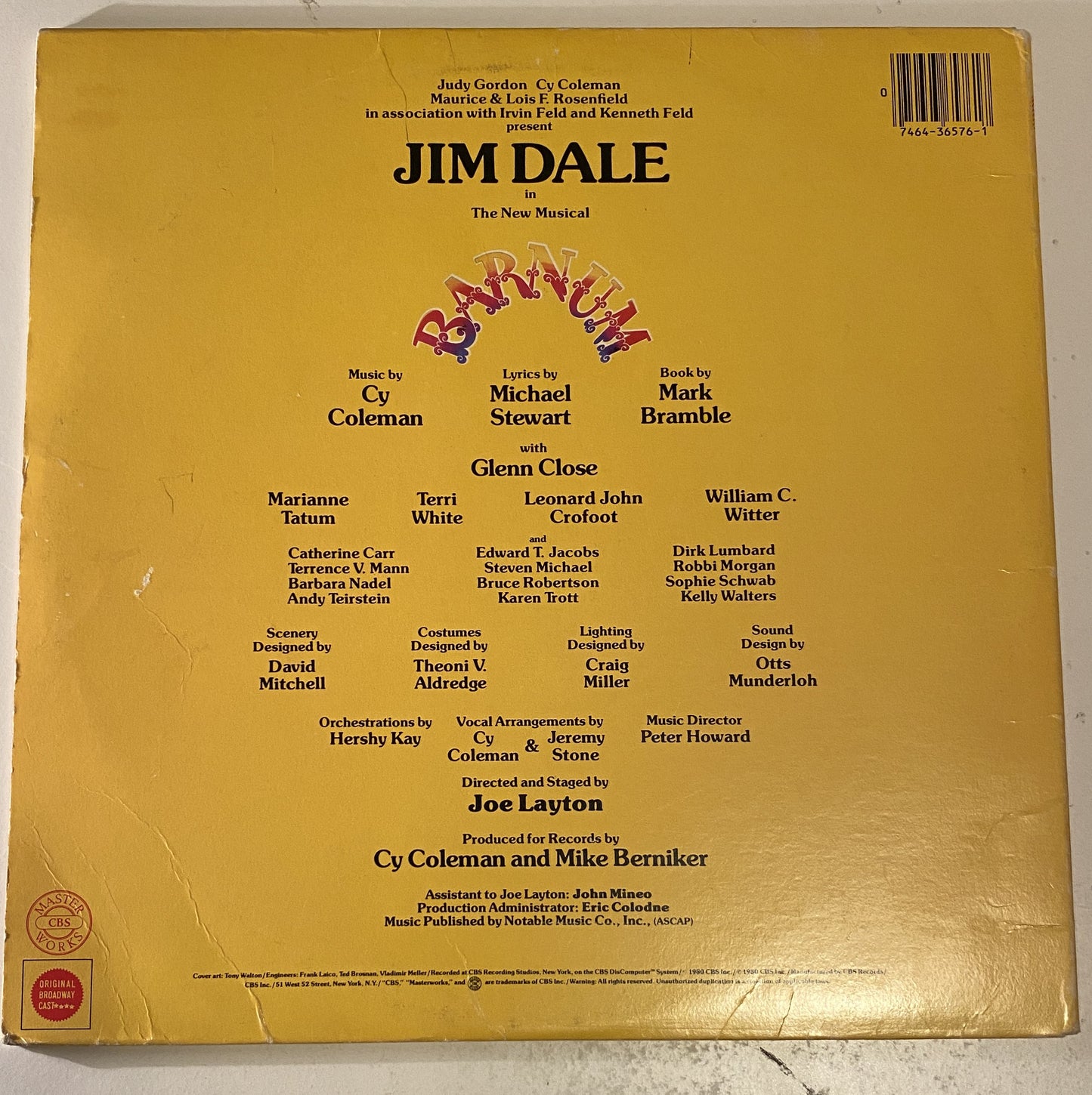 Jim Dale in Barnum - Original Broadway Cast 1980 Vinyl LP