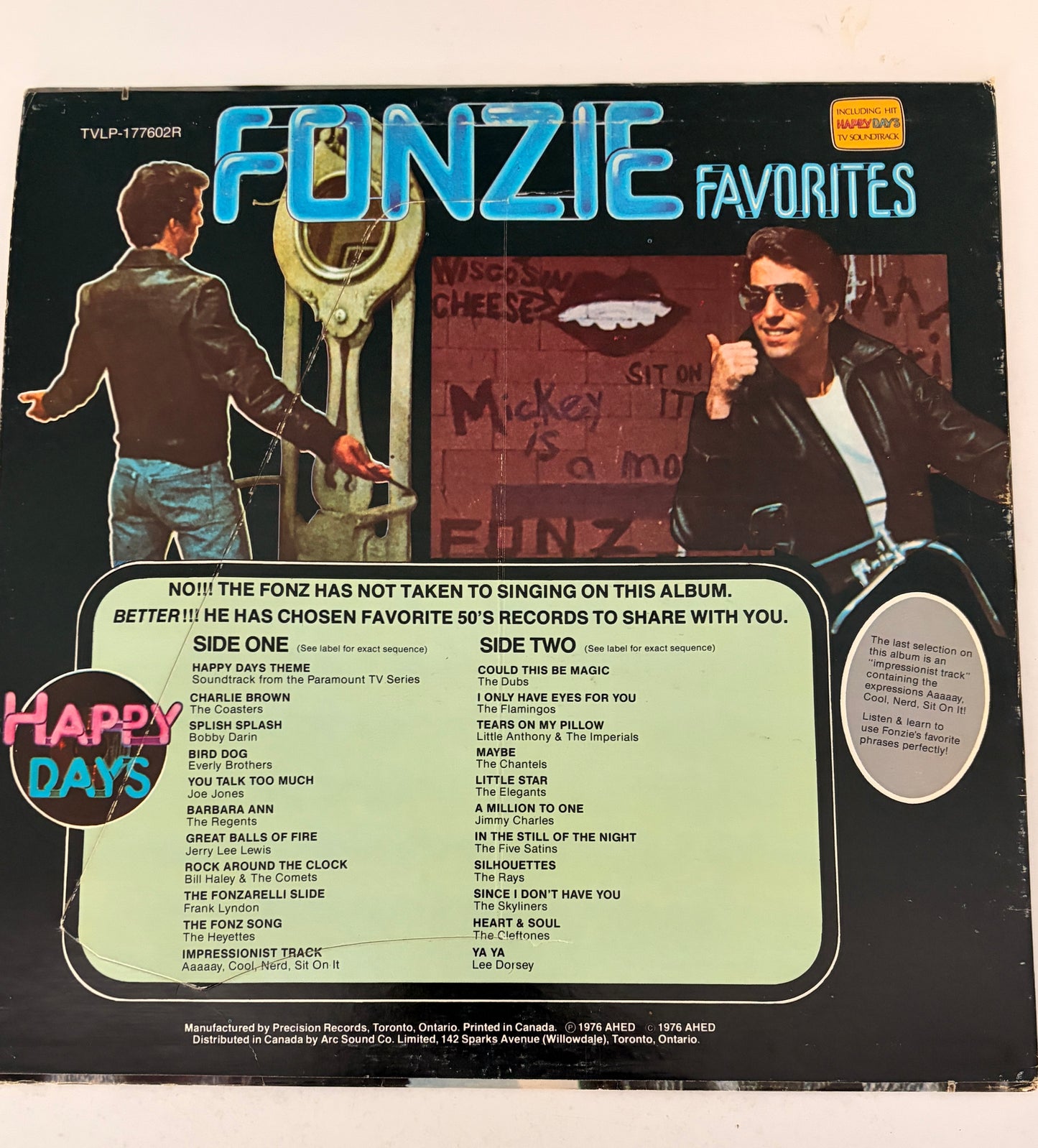 Fonzie's Favorites 1976 Vinyl LP