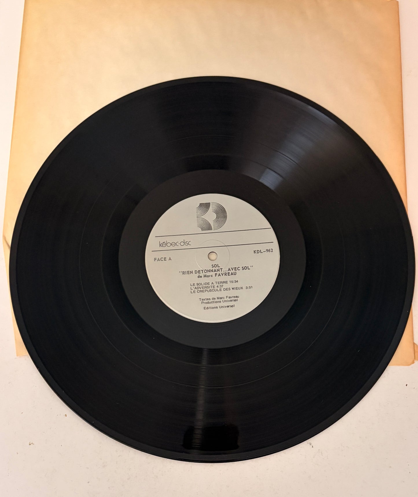 Sol Rien Détonnant Marc Favreau Quebec Clown 1978 Vinyl LP