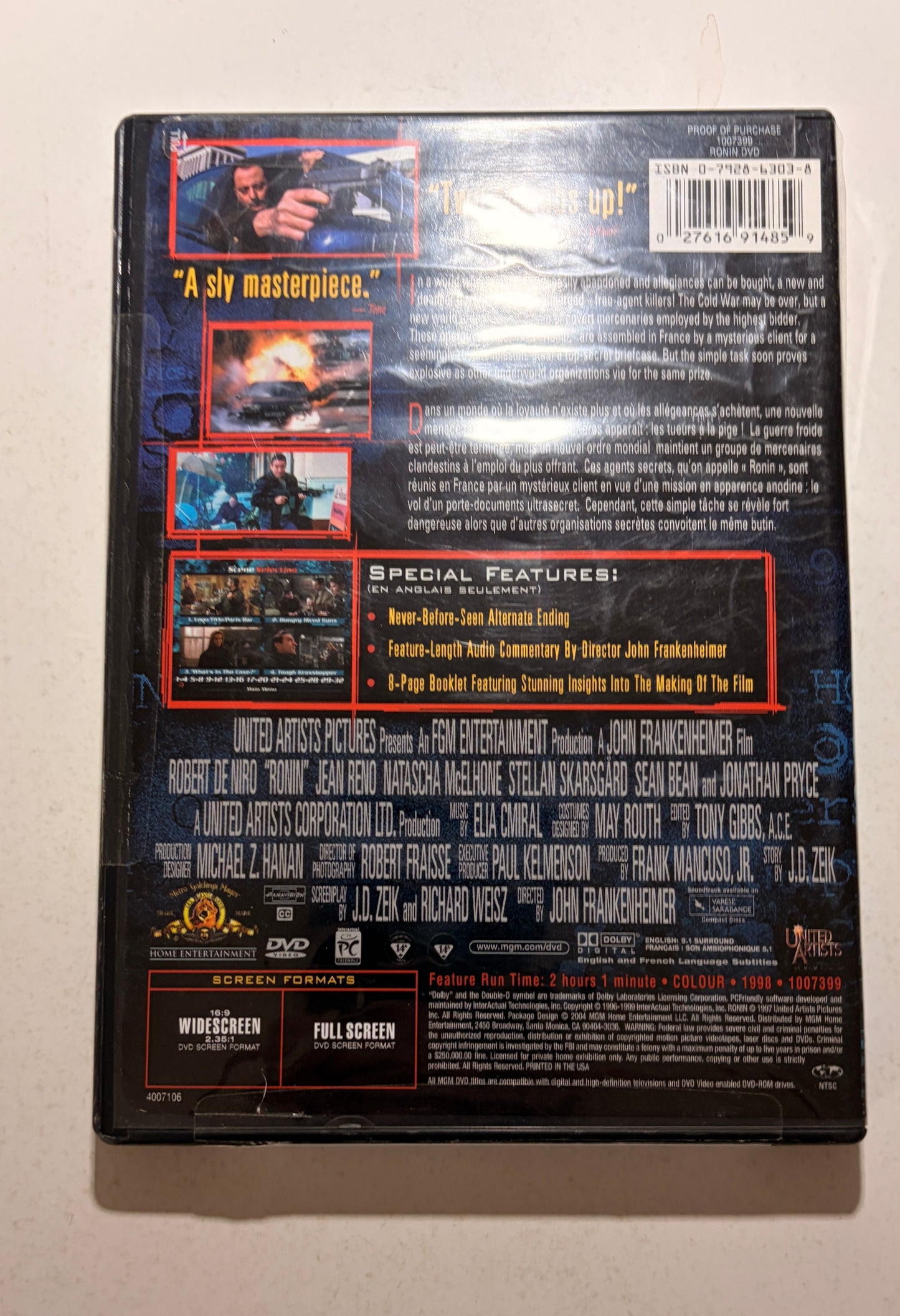 Ronin (DVD, 1999, Widescreen/Full Screen) Robert DeNiro