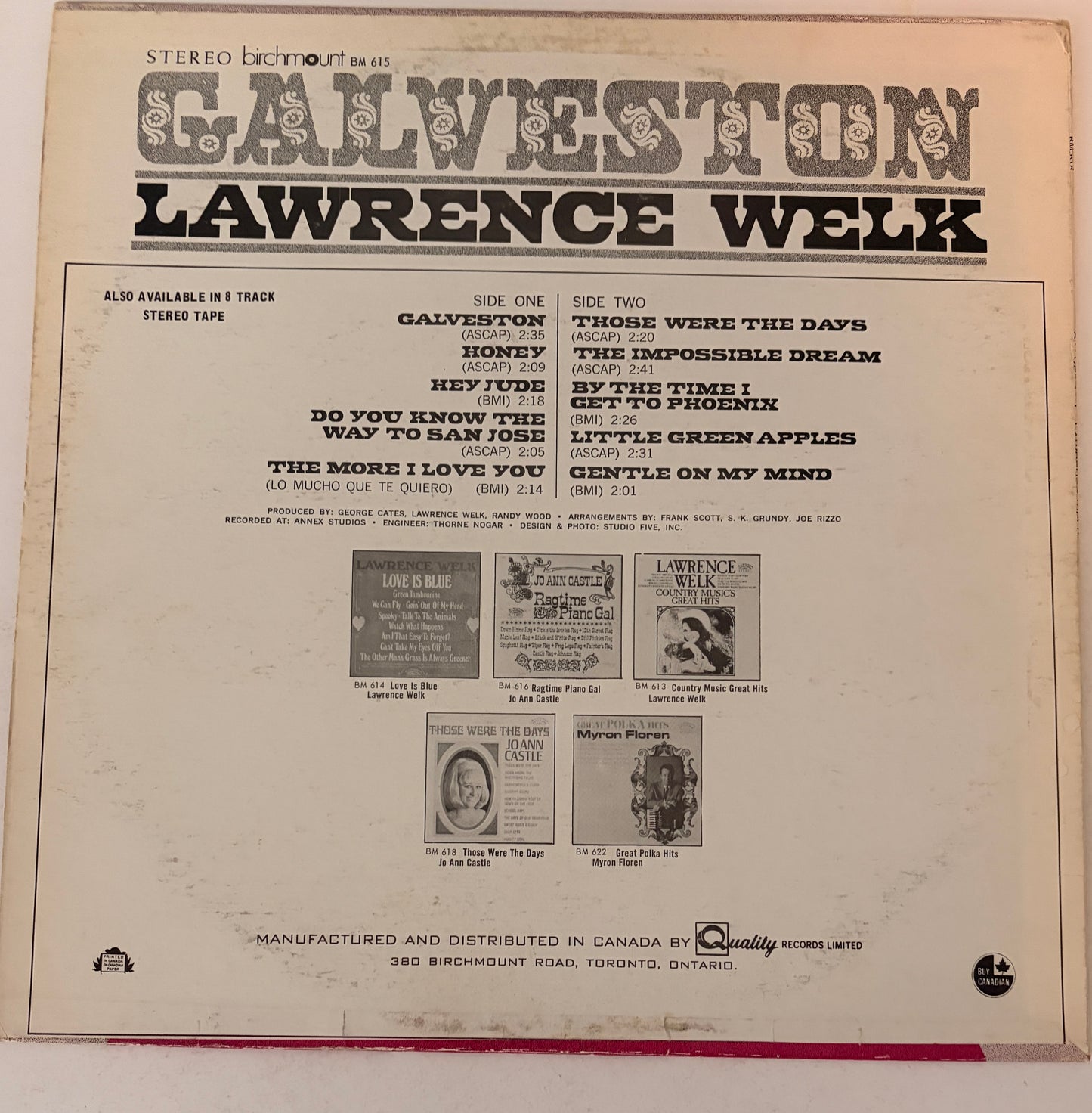 Lawrence Welk - Galveston 1972 Vinyl LP