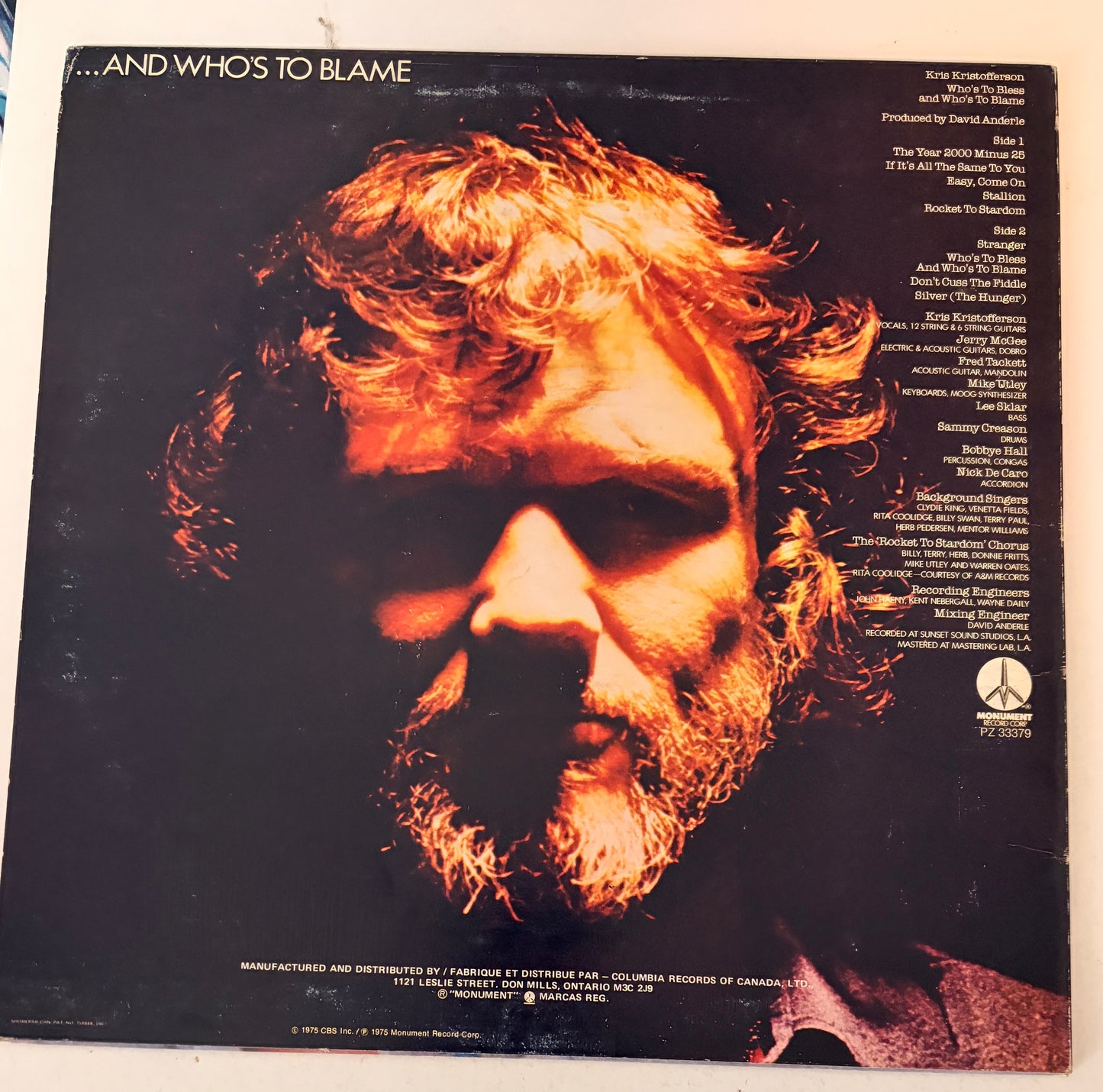 Kris Kristofferson - Who's to Bless 1975 Vinyl LP