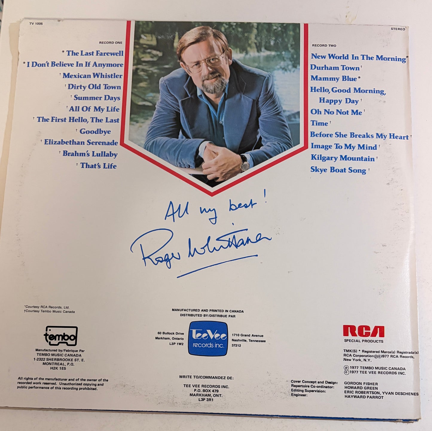 Roger Whittaker All My Best 1977 Vinyl LP