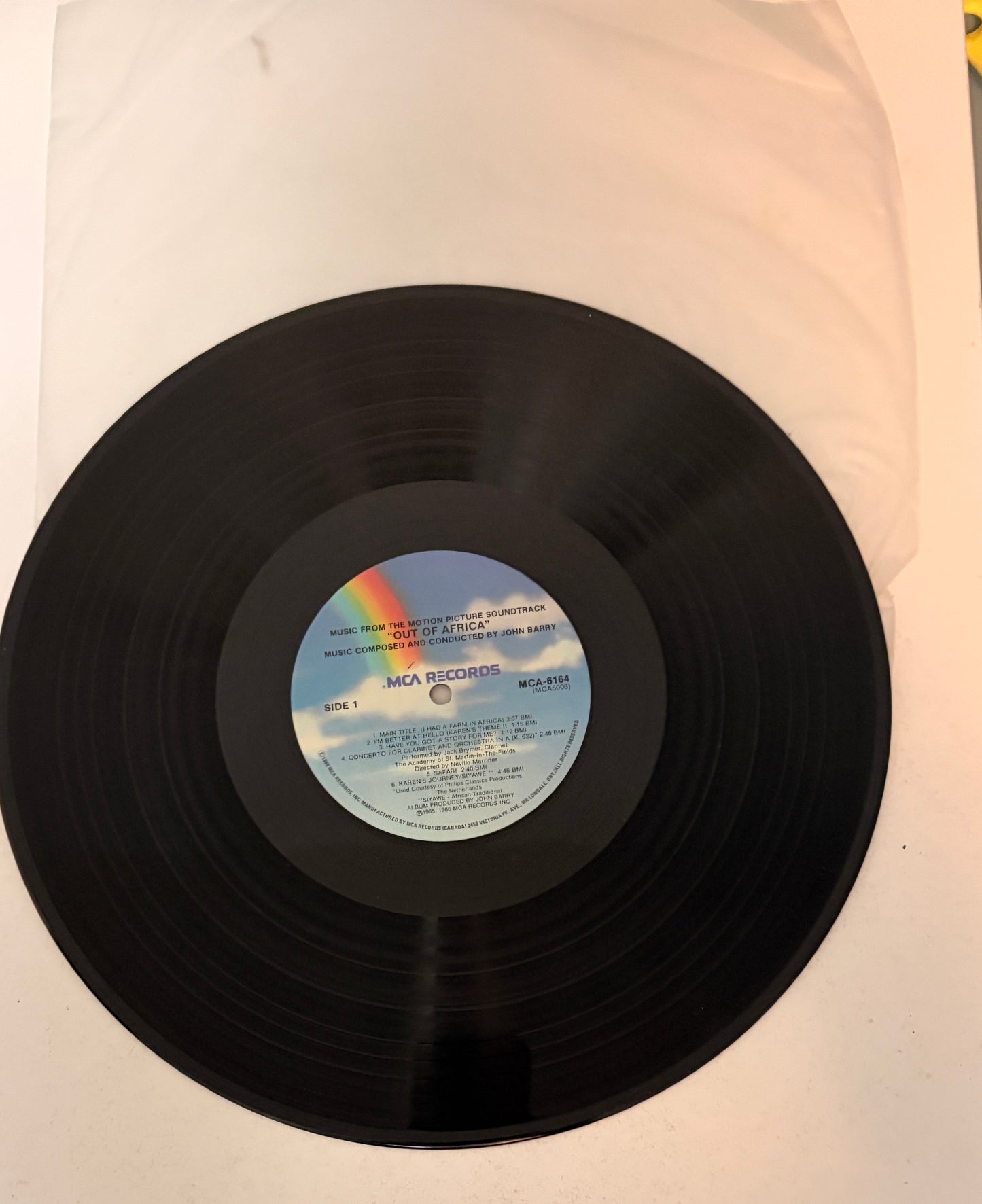 John Barry's Out of Africa Soundtrack 1986 Vinyl LP