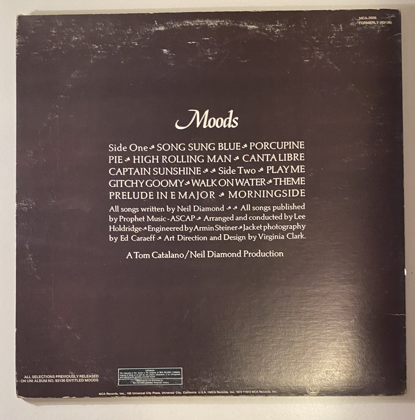 Neil Diamond - Moods - 1973 Vinyl LP