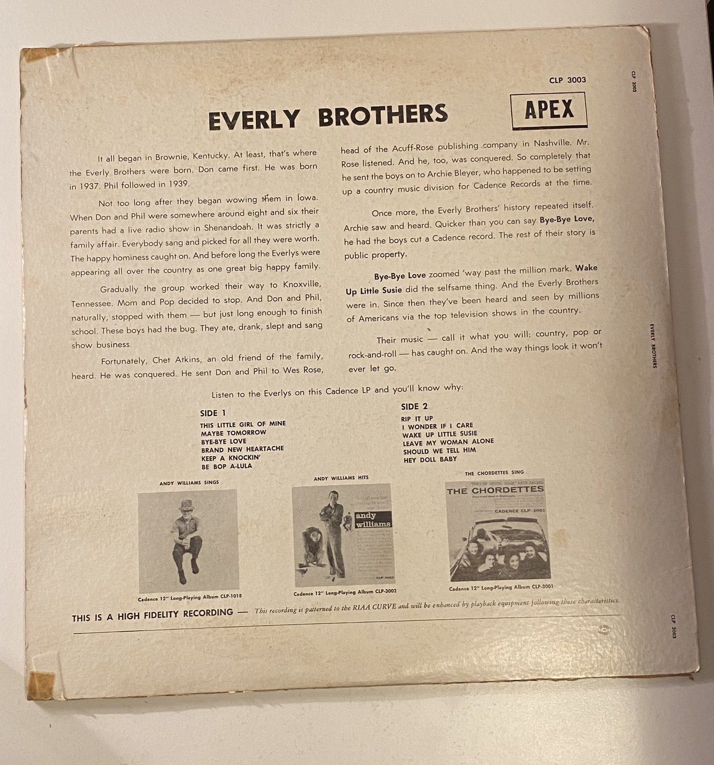 The Everly Brothers - 1958 Vinyl LP