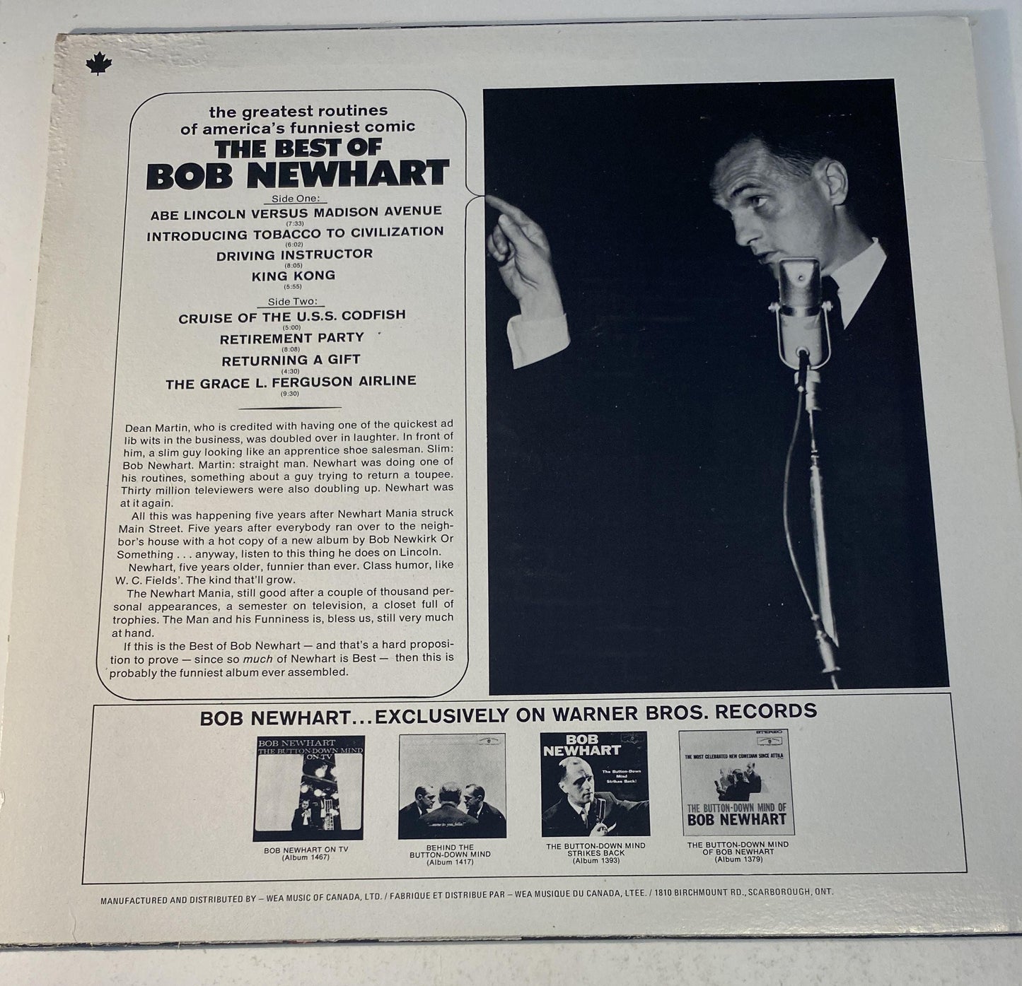 The Best of Bob Newhart - 1966 Vinyl LP Record