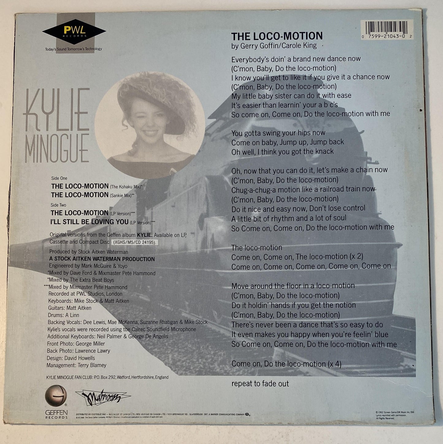 Kylie Minogue - The Loco-Motion 1988 12" Single Vinyl Record
