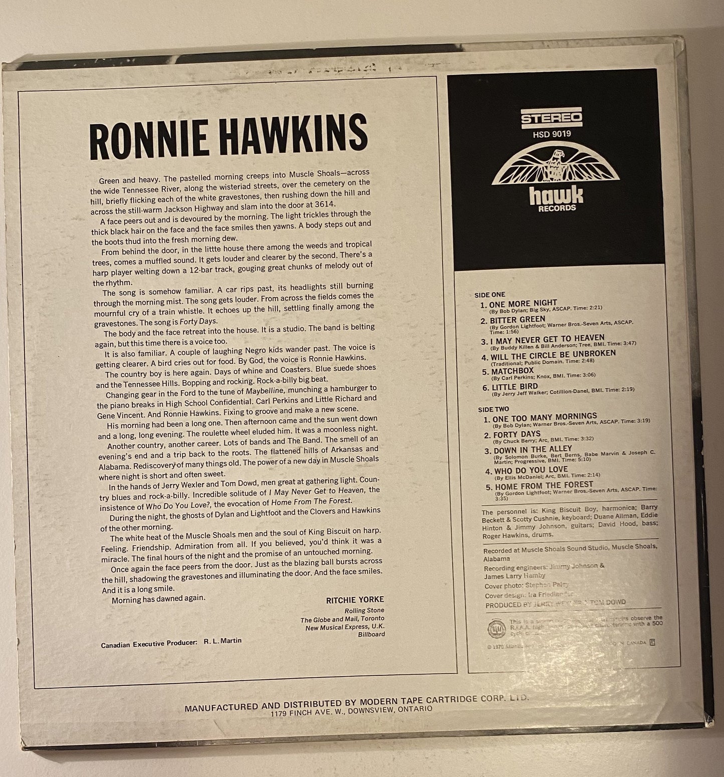 Ronnie Hawkins - 'Ronnie Hawkins' 1970 Vinyl LP