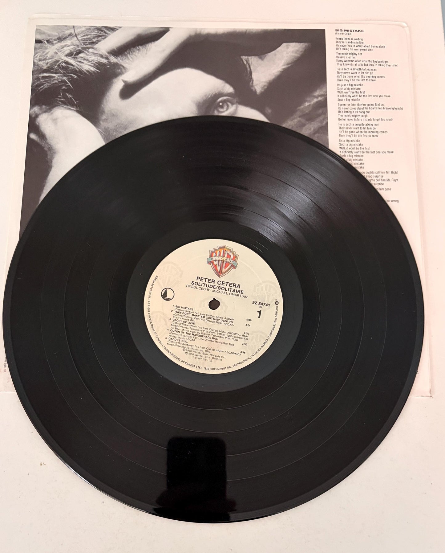 Peter Cetera Solitude Solitaire 1986 Vinyl Record