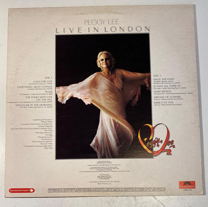 Peggy Lee - Live in London 1977 Vinyl LP Record