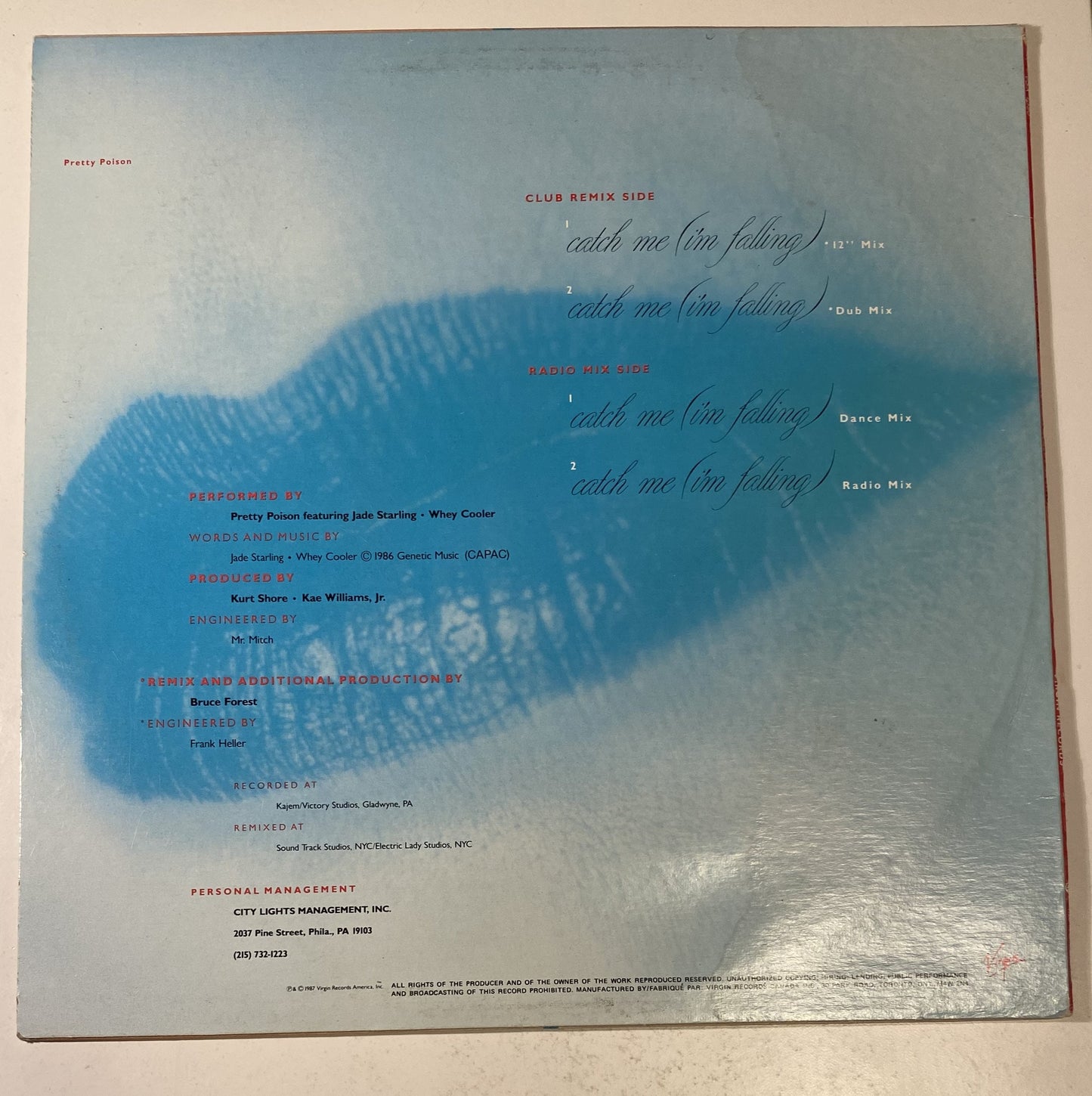 Pretty Poison - Catch Me I'm Falling 1987 Vinyl LP Record