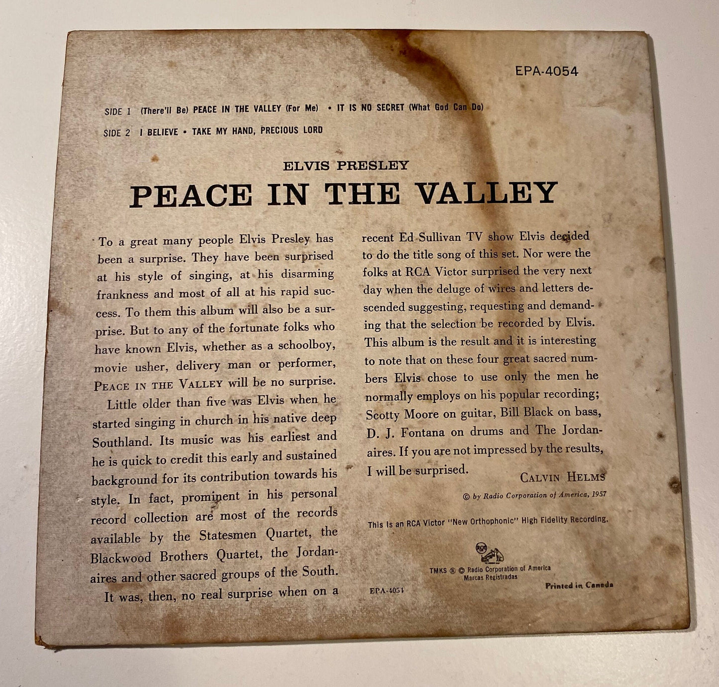 Elvis Presley - Peace in the Valley 1957 45 RPM Vinyl LP